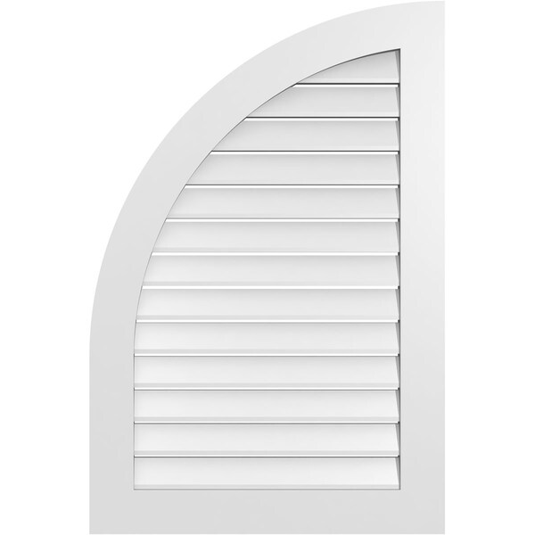 Ekena Millwork Quarter Round Top Left Surface Mount PVC Gable Vent w/ 3-1/2"W x 1"P Standard Frame, 28"W x 42"H GVPQL28X4201SF - main